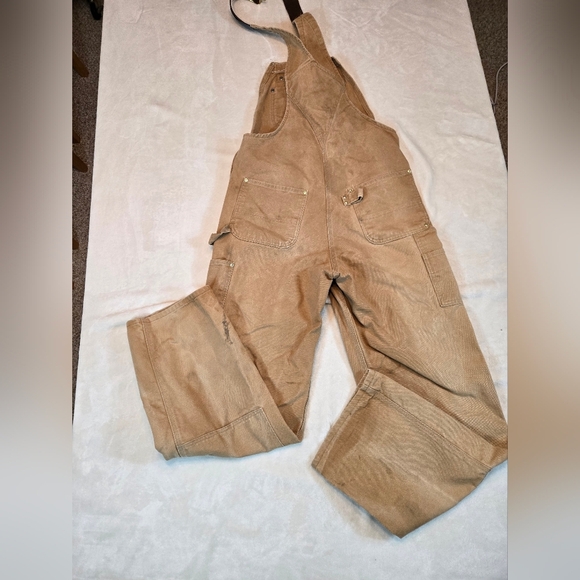 Vintage Carhartt Tan Double Knee Bib Work Overalls - Picture 10 of 10